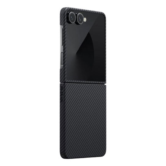 Galaxy Z Flip 7 Case M-safe Charging Feature 600D Aramid Fiber Pitaka Ultra-Slim Classic Series Black-Grey Twill Cover