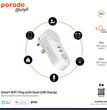 Porodo Lifestyle 16A Smart WiFi Plug with Dual USB Charge