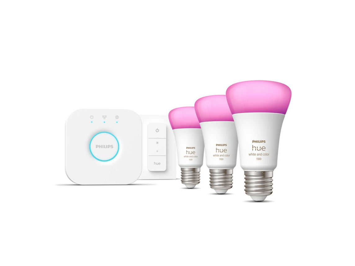 Philips Hue Başlangıç kiti: 3 E27 akıllı ampul (1100) + kısma anahtarı