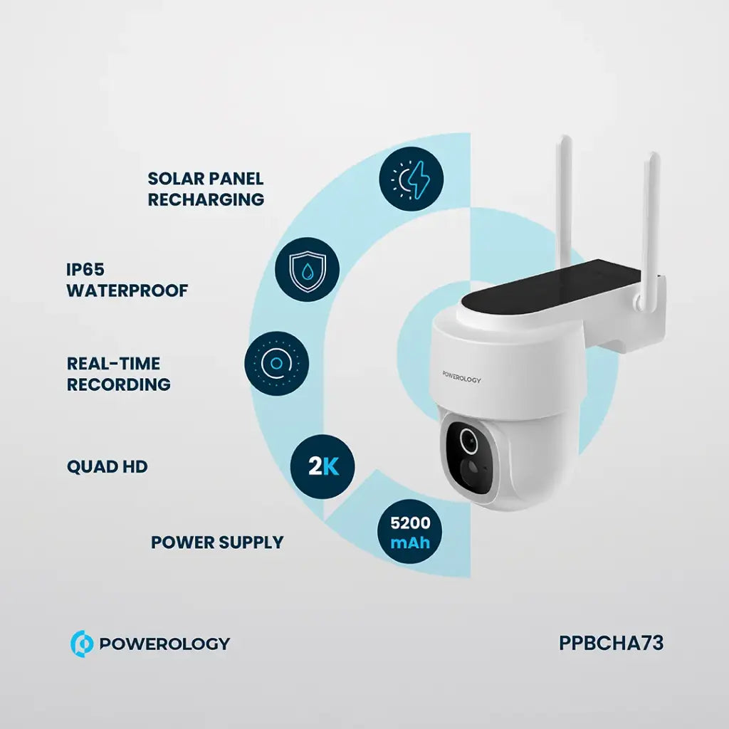 Powerolgoy Built-In Solar Pan & Tilt Outdoor 2K Camera PP073