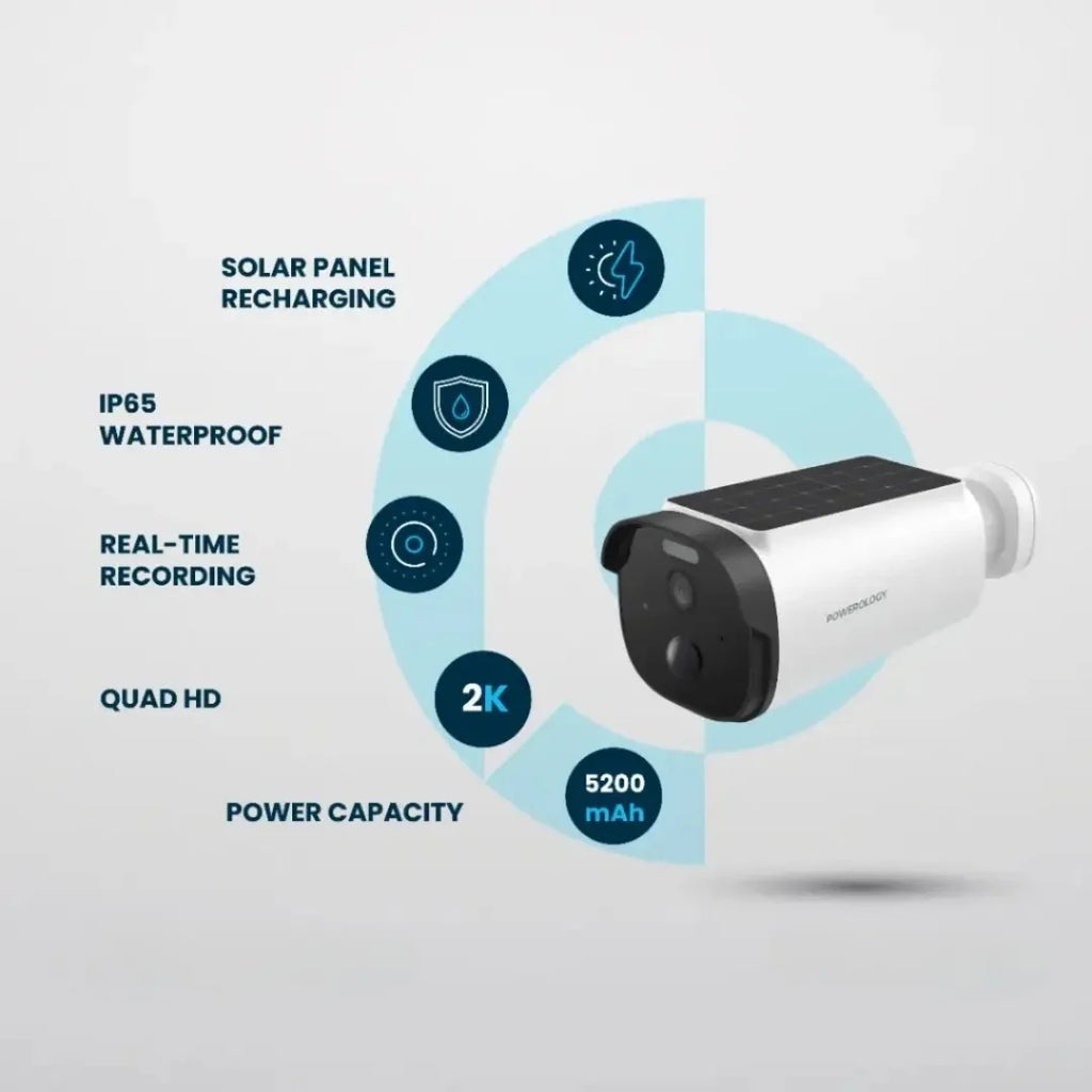 POWEROLOGY PP074 (2K) 3MP Built-in Solar with Night Vision Outdoor Camera
