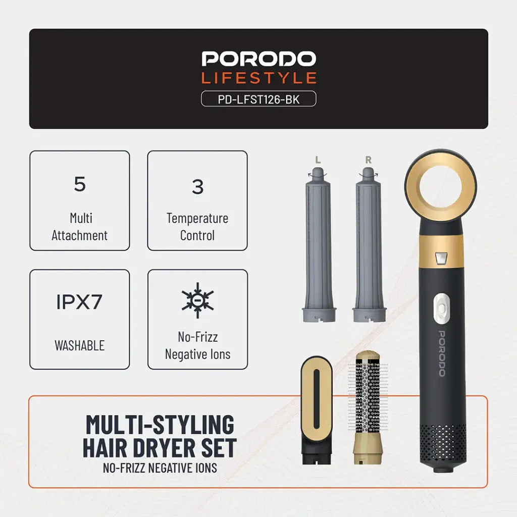 Porodo Lifestyle Çok Amaçlı Saç Kurutma Makinesi Seti