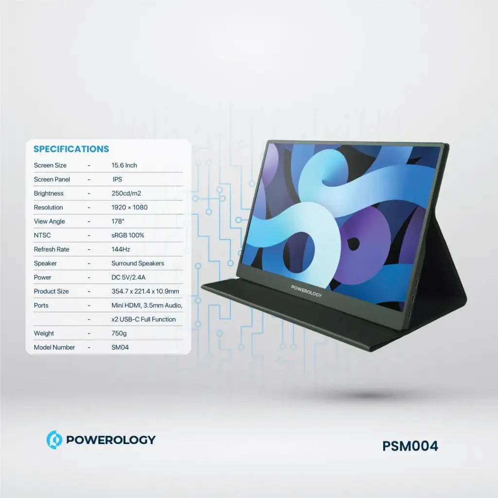 Powerology 15.6" Ultra-Slim Portable 144Hz Monitor