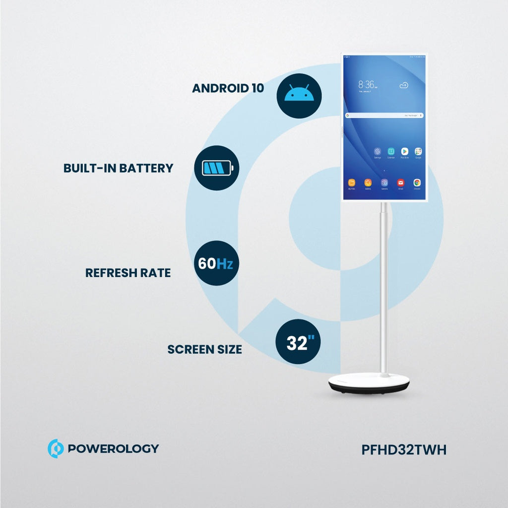 Powerology FHD Android 32” Tablet Standlı ve Dahili Pil 4+128GB