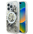 Apple iPhone 16 Pro Kılıf Guess Orjinal Lisanslı Magsafe Şarj Özellikli Sıvılı Simli Çiçek Desenli Kapak