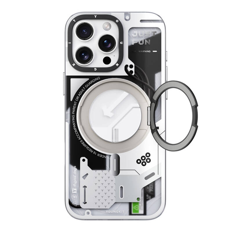Apple iPhone 16 Pro Kılıf Magsafe Şarj Özellikli Youngkit 360° Standlı Starship Serisi Kapak