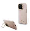Apple iPhone 16 Pro Max Kılıf Guess Orjinal Lisanslı M-safe Şarj Özellikli Sıcak Baskılı Yazı Logolu Kamera Standlı PU Deri Peony Kapak