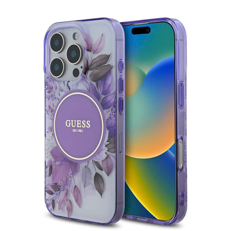 Apple iPhone 16 Pro Max Kılıf Guess Orjinal Lisanslı Magsafe Şarj Özellikli IML Baskılı Jungle Ring Kapak