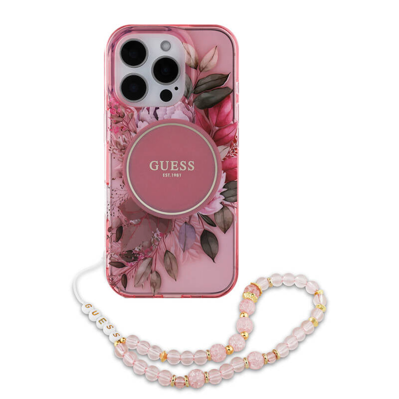 apple-iphone-16-pro-max-kilif-guess-orjinal-lisansli-m-safe-sarj-ozellikli-iml-baskili-cicek-i̇nci-bileklikli-kapak