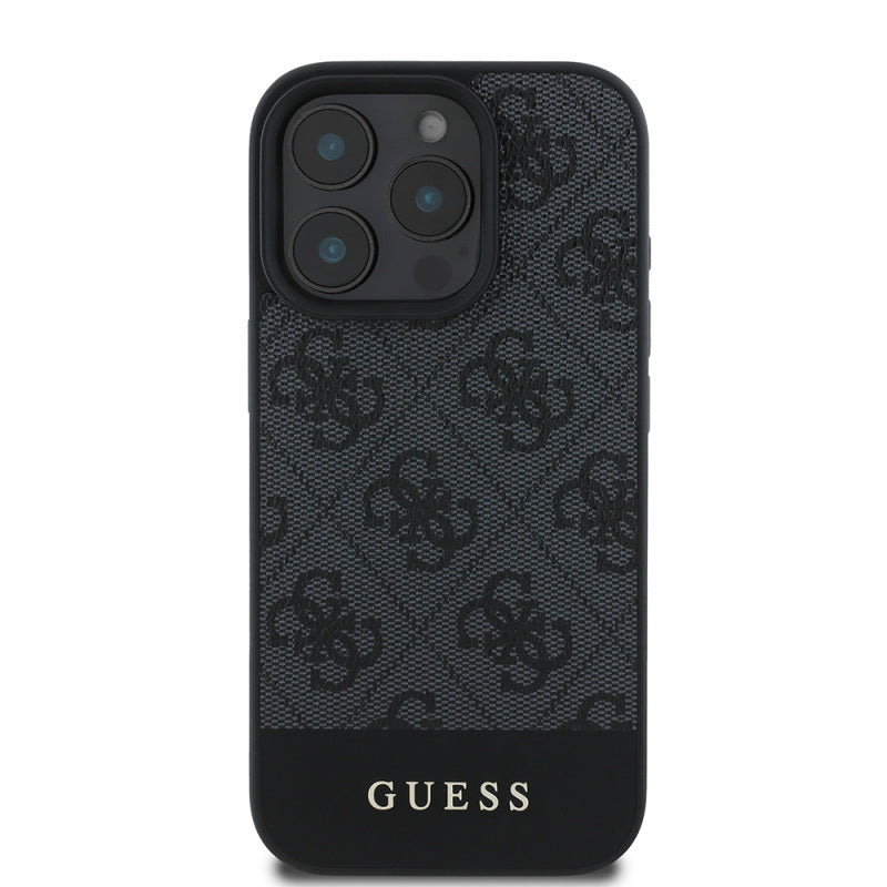 Apple iPhone 16 Pro Max Kılıf Guess Orjinal Lisanslı PU Deri Şerit Logo Dizaynlı Kapak