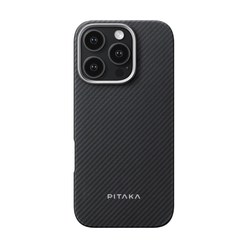 apple-iphone-16-pro-max-kilif-m-safe-sarj-ozellikli-600d-aramid-fiber-pitaka-ultra-slim-classic-serisi-black-grey-twill-kapak