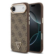 Apple iPhone 17 Air Kılıf Guess Orjinal Lisanslı M-safe Şarj Özellikli Gold Metal Kamera Çerçeveli Taşlı Üçgen Logo 4G Desenli Kapak
