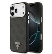 Apple iPhone 17 Pro Max Kılıf Guess Orjinal Lisanslı Gümüş Metal Kamera Çerçeveli Taşlı Üçgen Logo 4G Desenli Kapak
