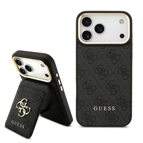 Apple iPhone 17 Pro Max Case Guess Original Licensed M-safe Charging Feature 4G Metal Large Logo Card Holder Cover