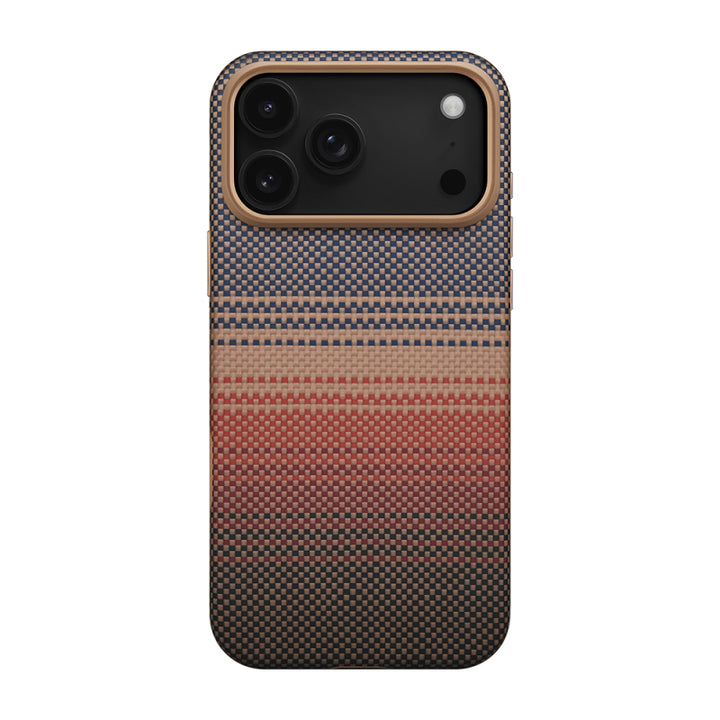 Apple iPhone 17 Pro Max Kılıf M-safe Şarj Özellikli Aramid Fiber Pitaka Military-Grade Sunset-Moonrise Serisi Kapak