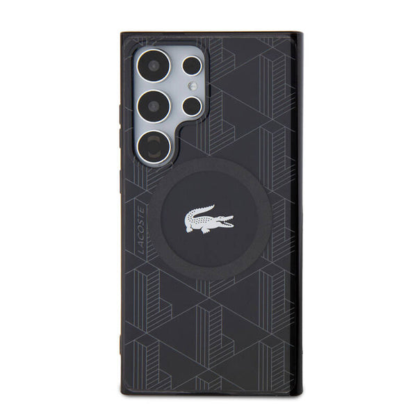 Galaxy S24 Ultra Kılıf Lacoste Orjinal Lisanslı M-safe Şarj Özellikli Çift Katmanlı Timsah Logolu Blend Monogram Kapak