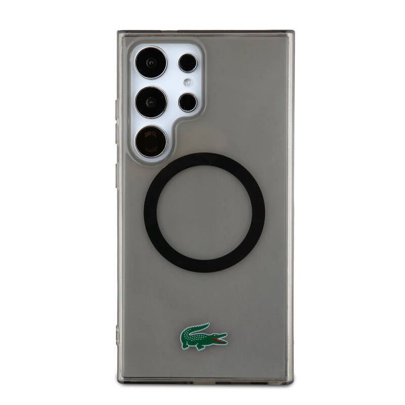 Galaxy S24 Ultra Kılıf Lacoste Orjinal Lisanslı M-safe Şarj Özellikli Transparan Timsah Logo Baskılı Kapak