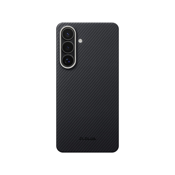 Galaxy S26 Kılıf M-safe Şarj Özellikli 600D Aramid Fiber Pitaka Edge Serisi Black-Grey Twill Kapak
