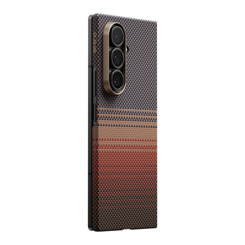 galaxy-z-fold-7-kilif-m-safe-sarj-ozellikli-aramid-fiber-pitaka-tactile-woven-sunset-moonrise-serisi-kapak