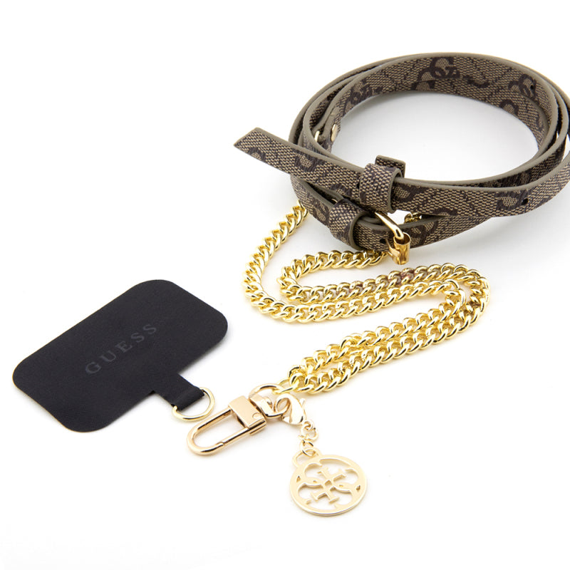 guess-orjinal-lisansli-4g-desenli-zincirli-4g-metal-logolu-capraz-vucut-pu-telefon-aski-kayisi