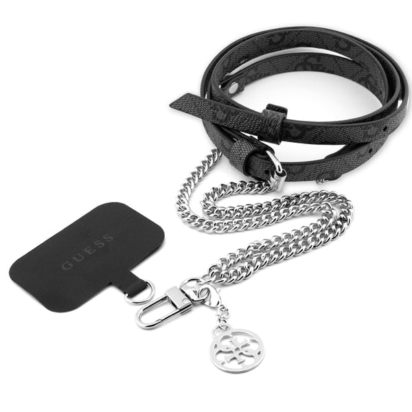 Guess Original Licensed 4G Patterned Chain Crossbody PU Phone Strap with 4G Metal Logo