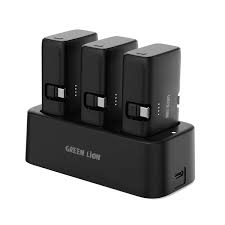 Green Lion 3 in 1 Power Bank Station, 5000mAh, LED Indicator, ABS Fireproof Material, Type-C &amp; Lightning Integrated Cables - Black