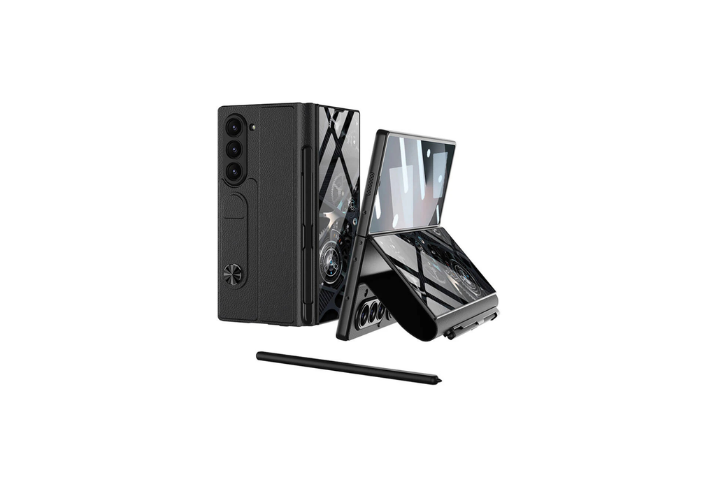 Galaxy Z Fold 6 Kılıf Kamera Korumalı Kartlıklı Kalem Bölmeli Zore Kıpta Marble Drago Kılıf