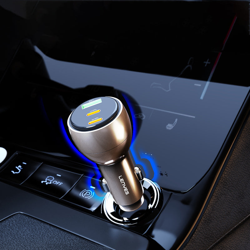 lenyes-ca63-dual-usb-a-type-c-port-pd-car-charger-with-fast-charging-feature-30w