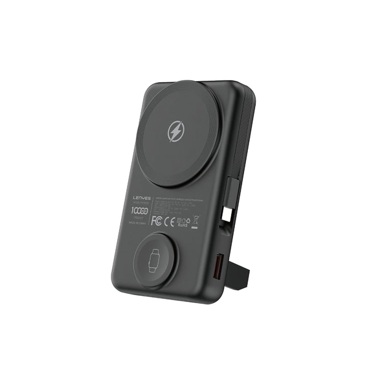 Lenyes PW1003D 22.5W Dijital LED Ekranlı Akıllı Saat Kablosuz Şarj Özellikli Standlı Wireless Powerbank 15W 10000mAh