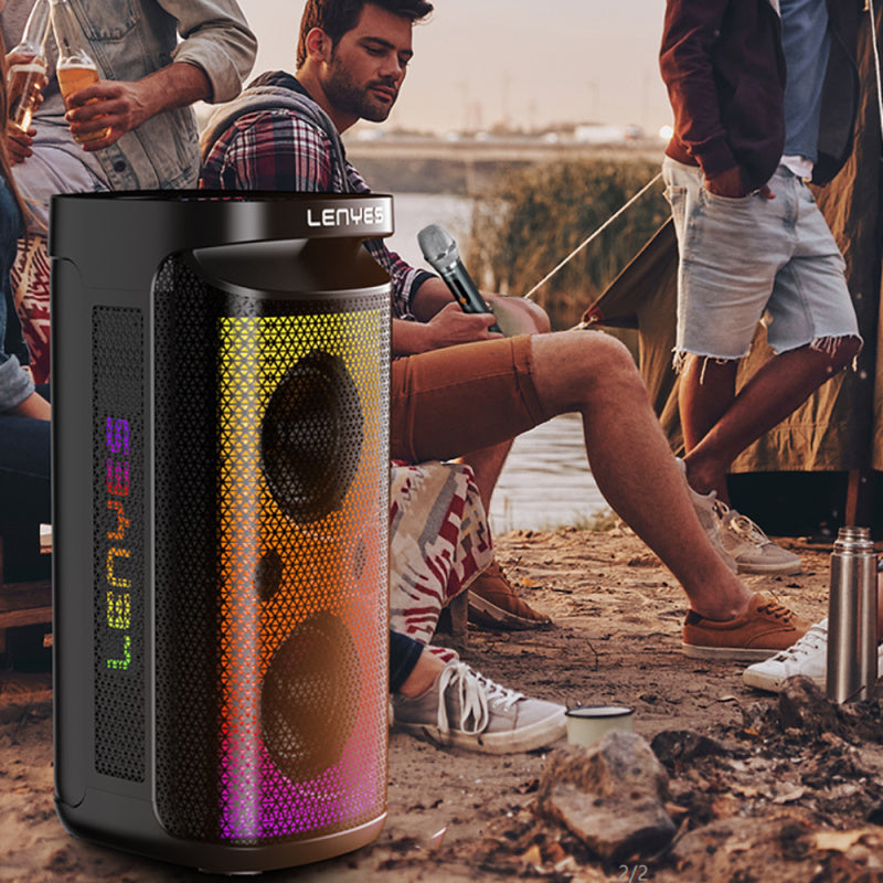 lenyes-s883-su-gecirmez-tekerlekli-mikrofonlu-coklu-giris-rgb-isikli-tws-karaoke-fm-bluetooth-hoparlor-v5-3-360w