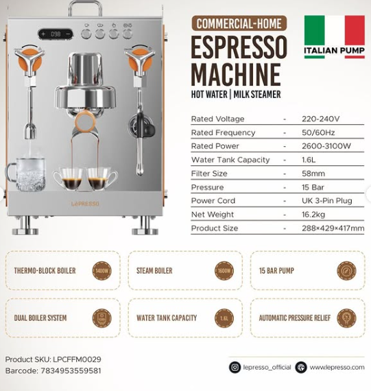 LEPRESSO Ticari ve Ev Tipi Espresso Makinesi LP029