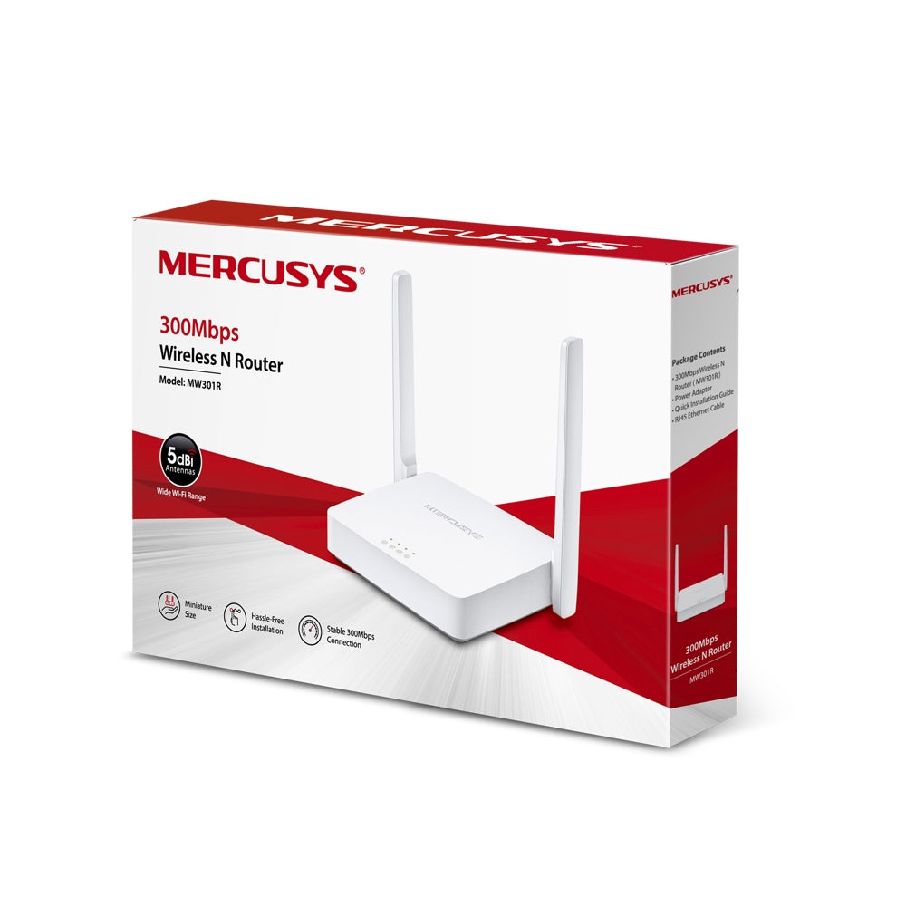 Mercusys MW301R | 300 Mbps Kablosuz N Router | 2x 5dBi Antenler | Ebeveyn Denetimleri | Kolay Kurulum | Mobil Uygulama Destekli