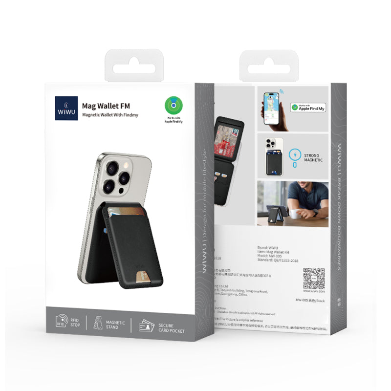 wiwu-mw-005-magnetik-standli-kartlik-qi-kablosuz-sarj-uyumlu-findmy-ozellikli-mag-wallet-fm