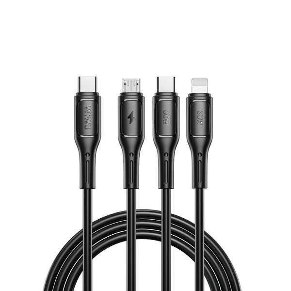 Wiwu Wi-C046E Starlink Serisi 3in1 USB-C to Lightning – Type-C – Micro Şarj ve Data Kablosu 60W 1.2M