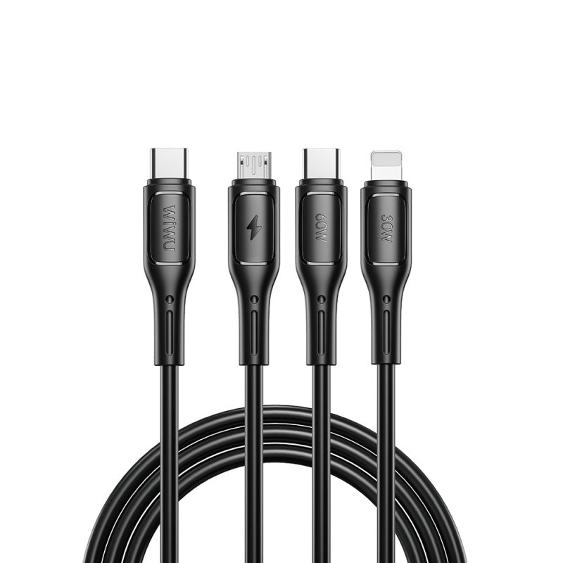 Wiwu Wi-C046E Starlink Serisi 3in1 USB-C to Lightning – Type-C – Micro Şarj ve Data Kablosu 60W 1.2M