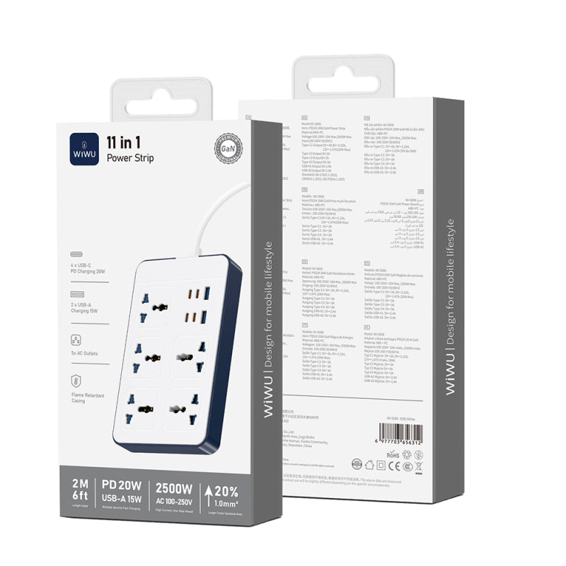 wiwu-wi-s006-20w-gan-tech-power-strip-11-in-1-coklu-priz