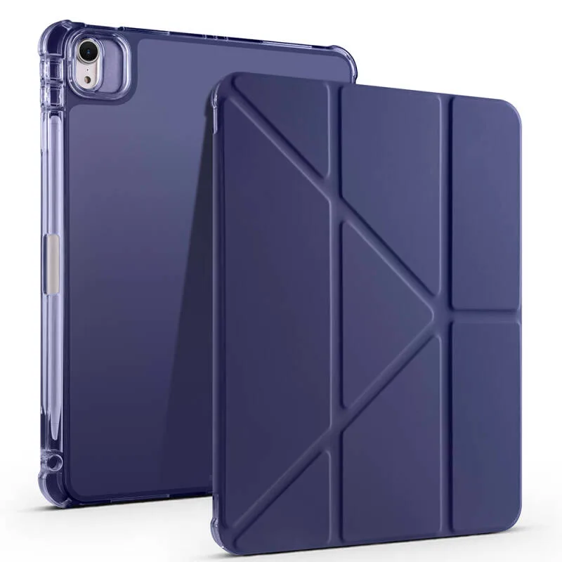 Apple iPad Air 11 2025 M3 Kılıf Zore Tri Folding Kalem Bölmeli Standlı Kılıf Lacivert