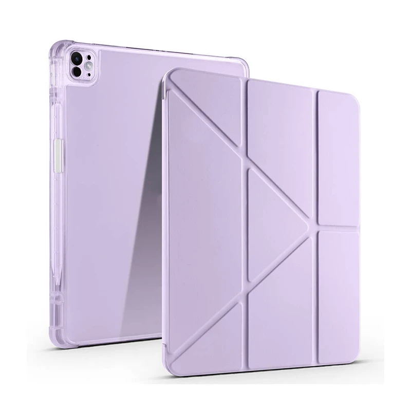 Zore Tri Folding Apple iPad Pro 13 2025 M5 Kalem Bölmeli Standlı Lila Kılıf