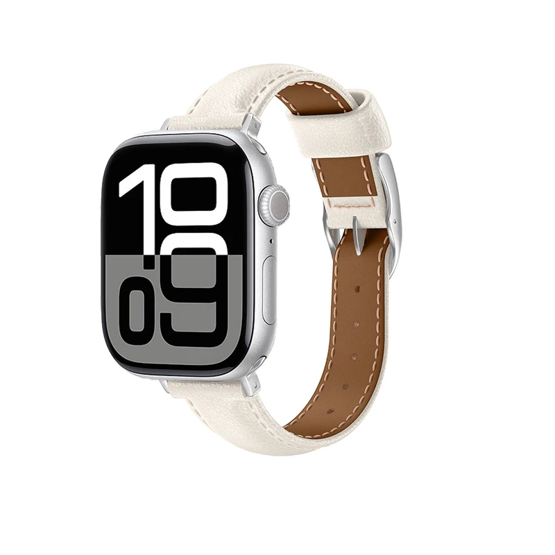 AmazingThing Apple Watch 49/46/45mm Beyaz Deri Kordon