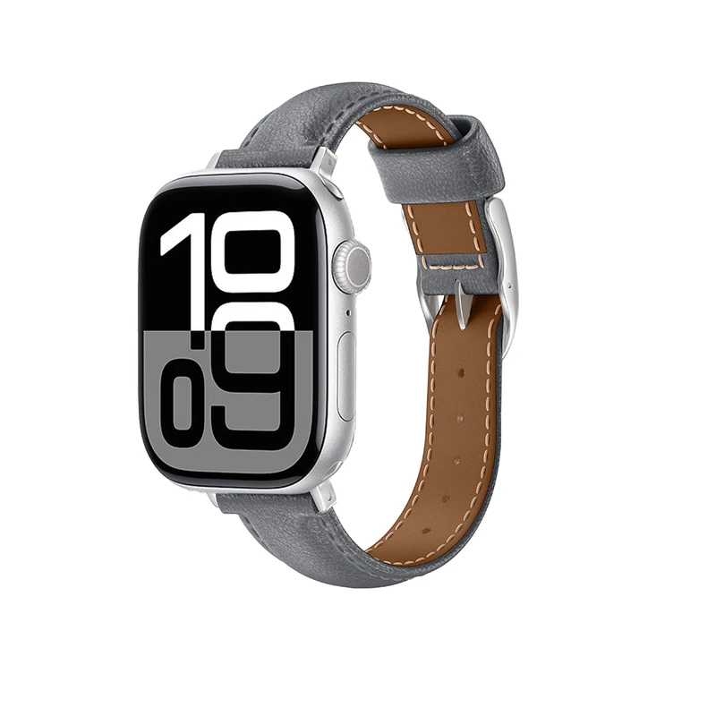 AmazingThing Apple Watch 45-46-49mm Mavi Deri Tokalı Kordon
