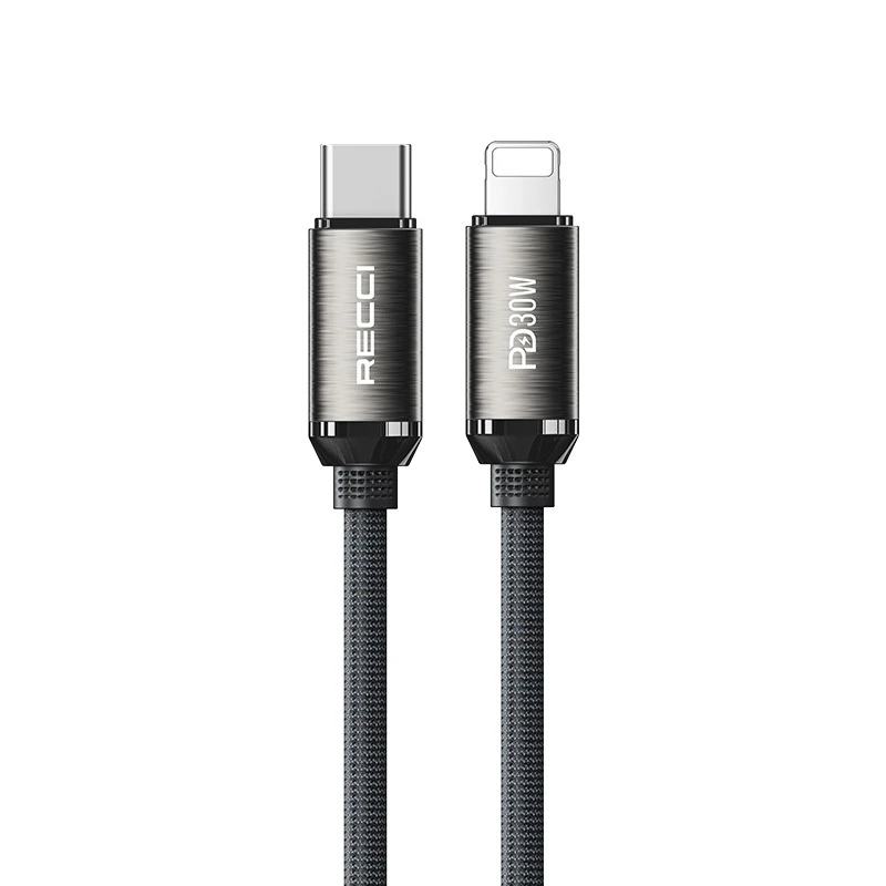 Recci RS35CL 30W Type-C to Lightning 1m Örgülü Şarj Kablosu
