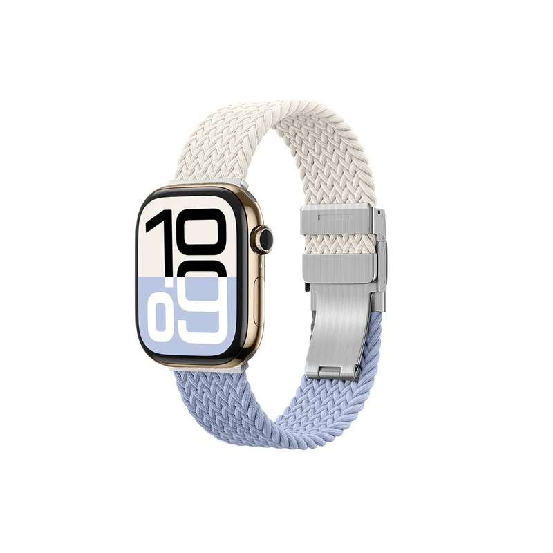 Amazingthing  Apple Watch buckle clasp-leather blend white & blue 49-46-45mm