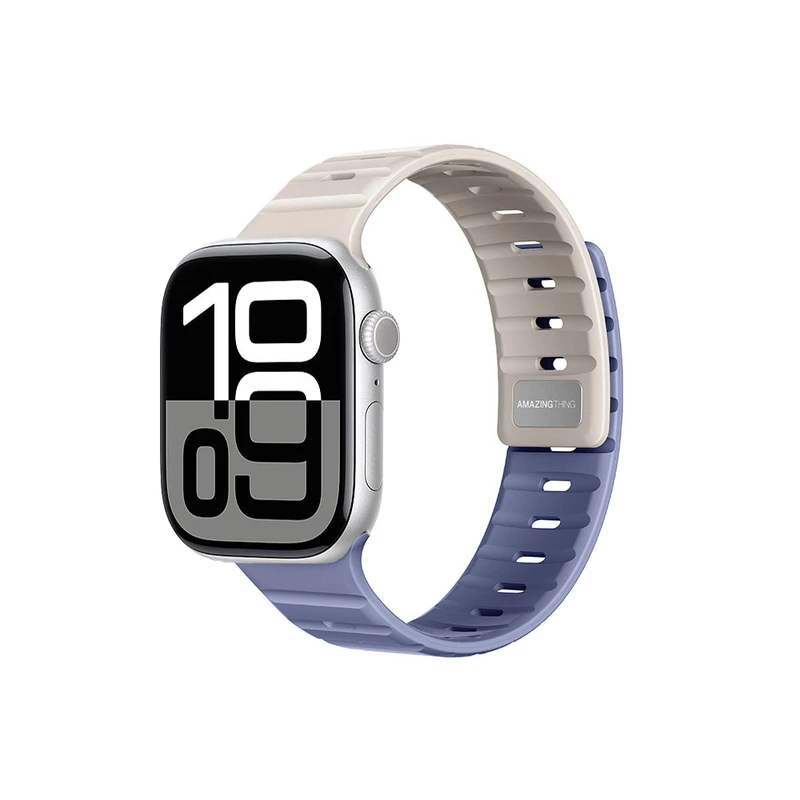 Amazingthing  Apple Watch buckle strap SilqLock white & blue 49-46-45-44-42mm