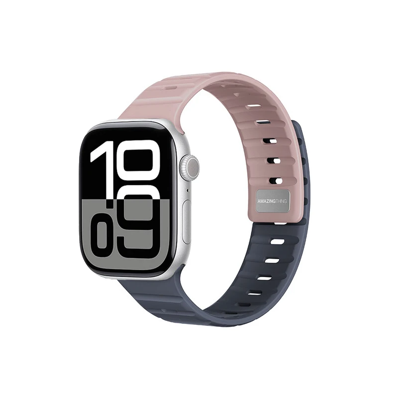 Amazingthing  Apple Watch buckle strap SilqLock pink & dark blue 49-46-45-44-42mm