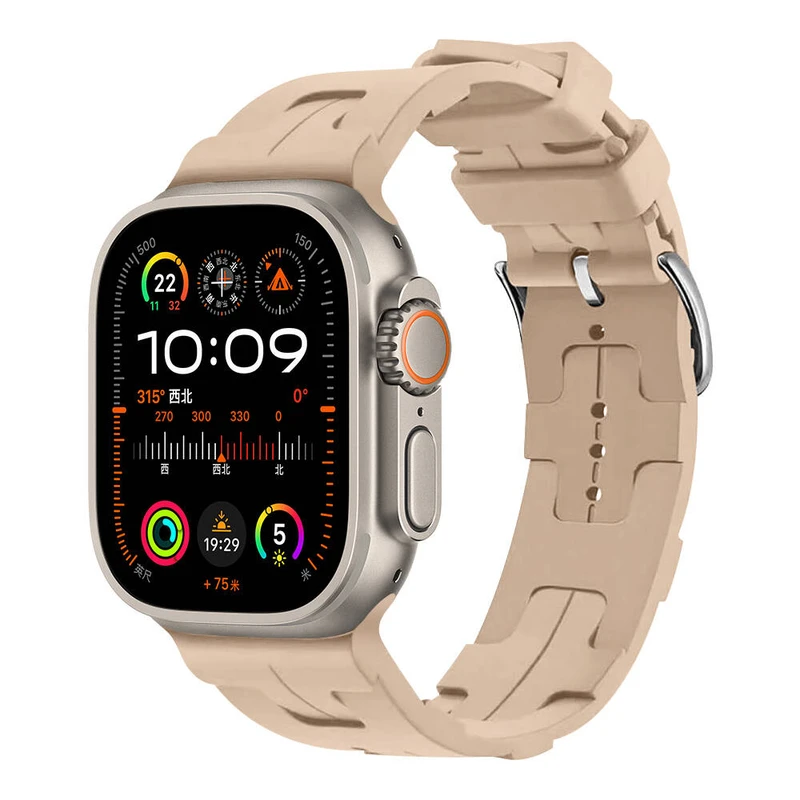 Zore Apple Watch Series 10 42-44-46-49mm Açık Kahverengi Silikon Kordon
