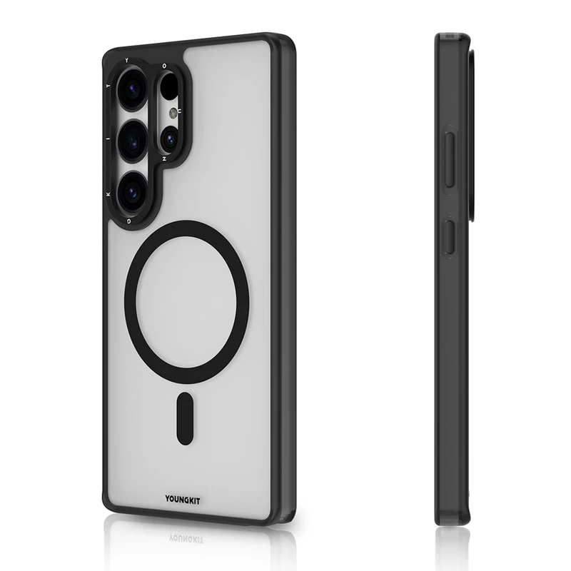 Youngkit Samsung Galaxy S25 Ultra Şeffaf Siyah Kılıf