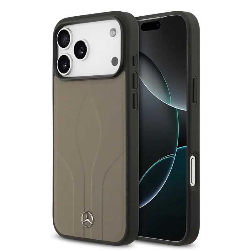 Mercedes-Benz Apple iPhone 17 Pro Max Hakiki Deri Kahverengi Kılıf
