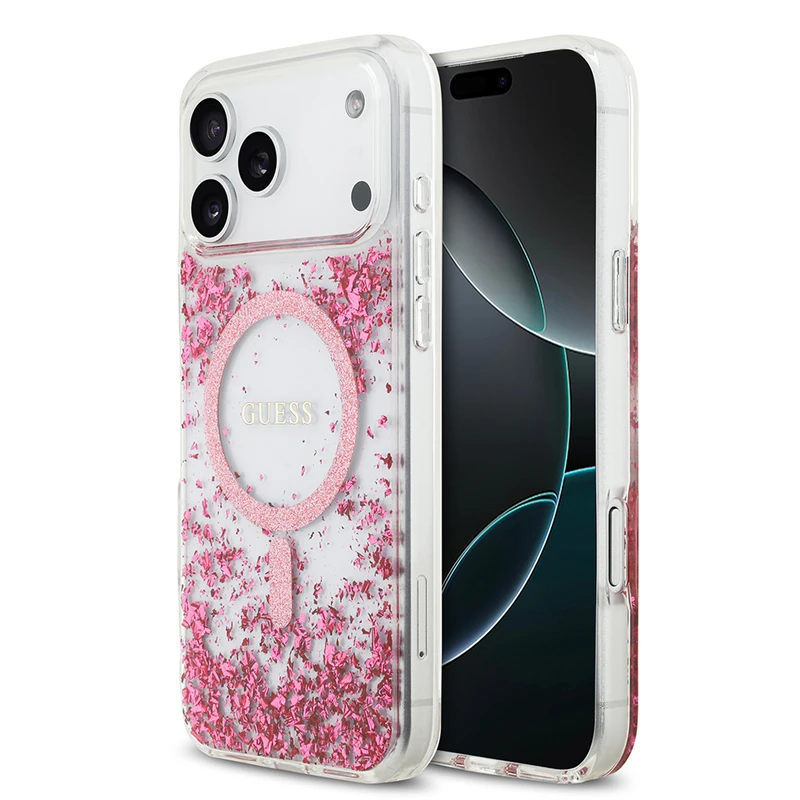 Guess Apple iPhone 17 Pro Max Pembe Şeffaf Kılıf