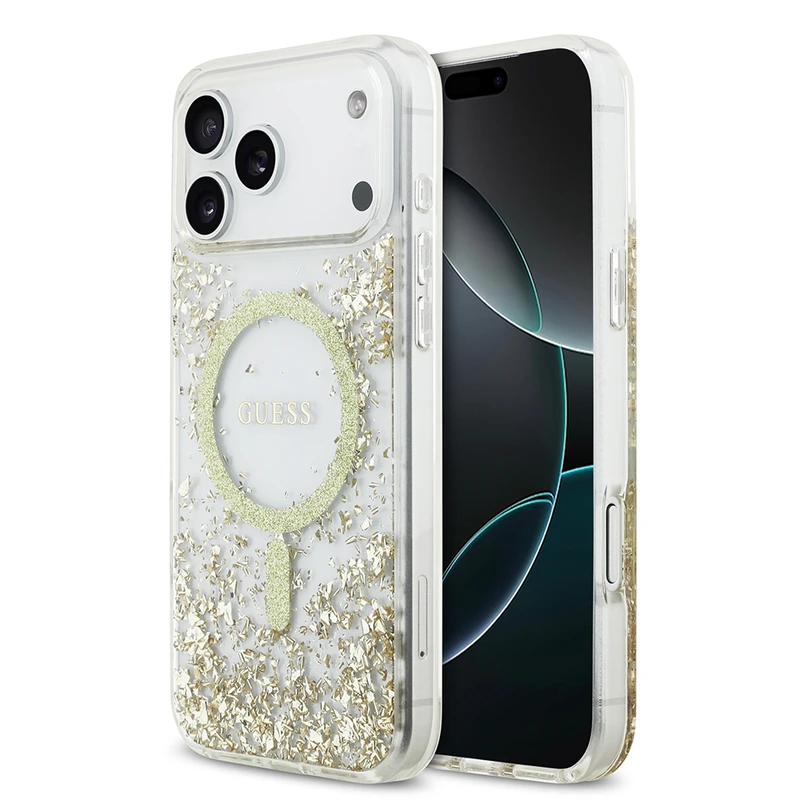 Guess Apple iPhone 17 Pro Max Altın Şeffaf Kılıf