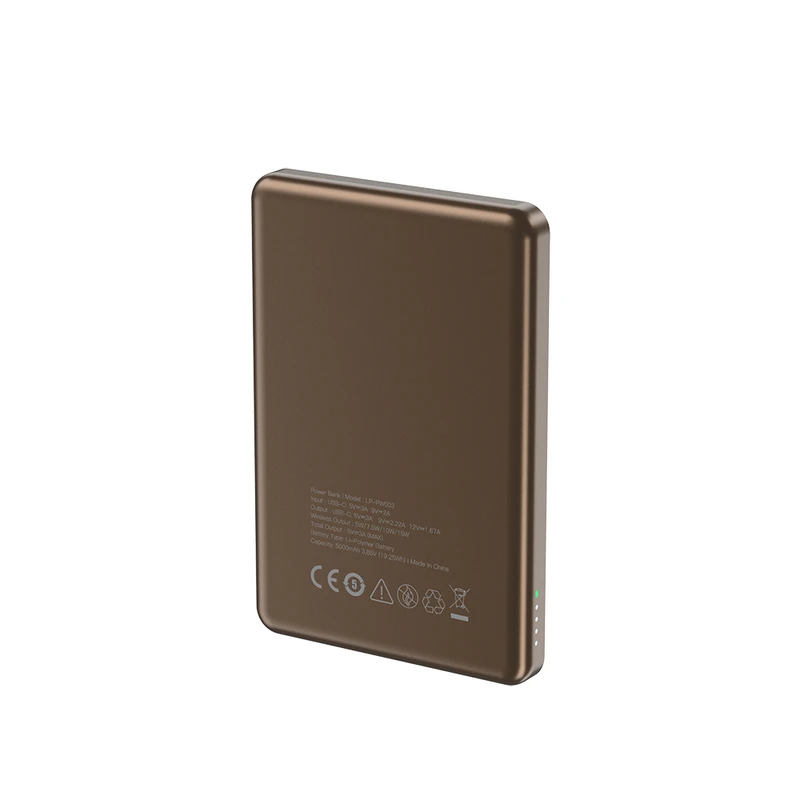 Lapas PW003 5000mAh Kablosuz Kahverengi Powerbank